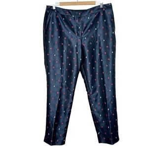 Talbots Apple Embroidered Pants Womens Size 12 Fruit Preppy Teacher Twee